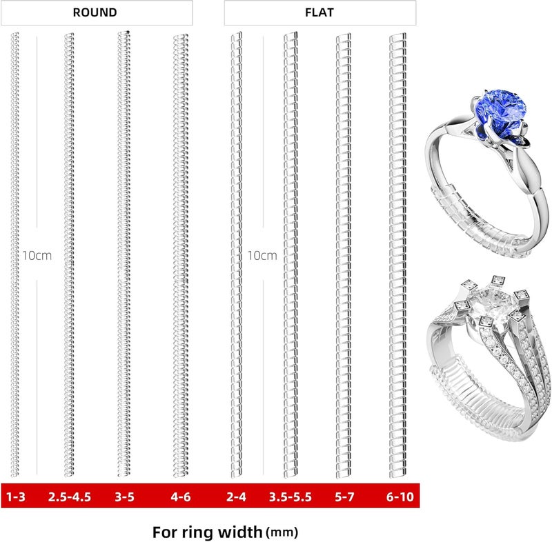 Omilly Ring Size Adjuster for Loose Rings, 8 Sizes Invisible Ring Guards and Spacers, Fits Ring Widths 1-10mm, Ring Resizer for Men's and Women's Jewelry - Image 4